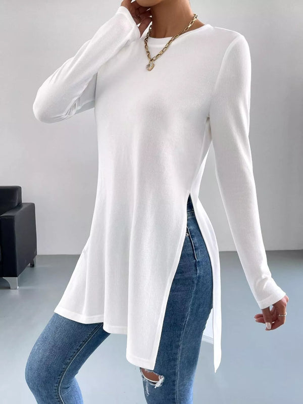Long Sleeve Side Slit T-Shirt