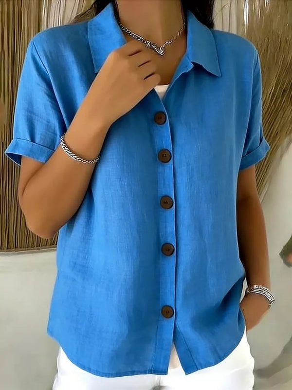 Full Size Button Up Short Sleeve Shirt Plus Size