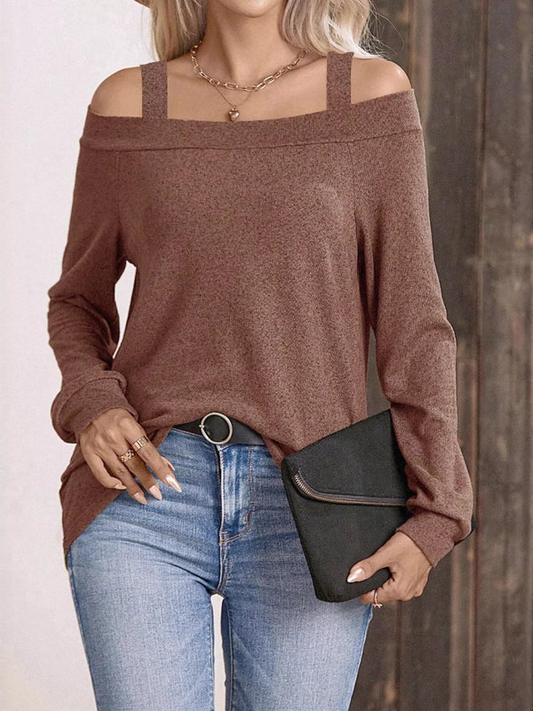 Cold Shoulder Long Sleeve T-Shirt