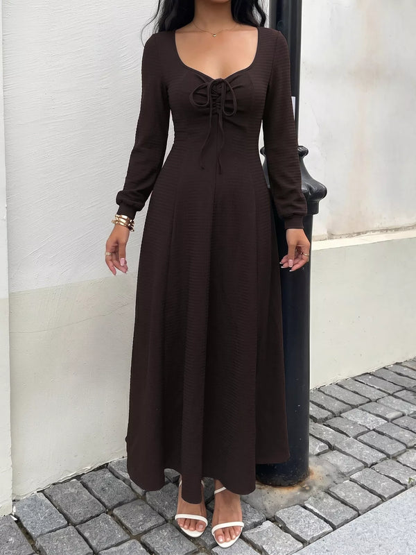 Long Sleeve Tie-Front Maxi Dress