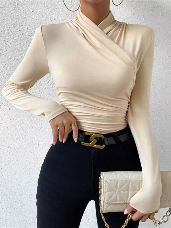 Ruched Long Sleeve Slim Fit Top
