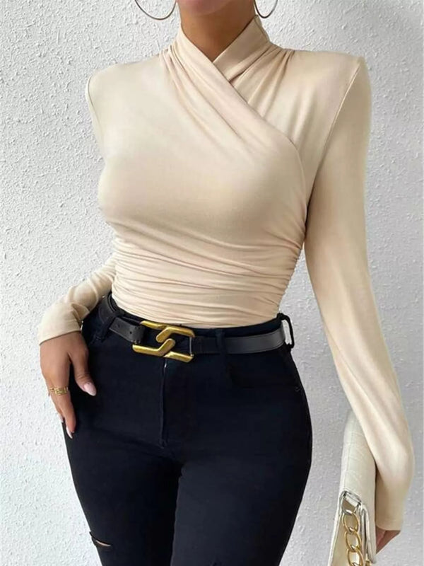 Ruched Long Sleeve Slim Fit Top